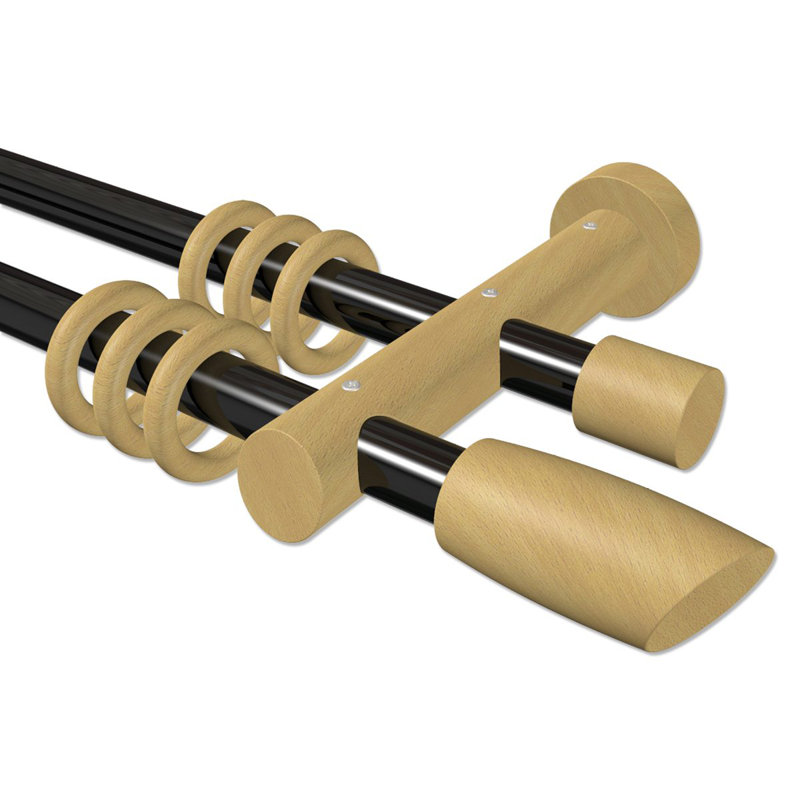 Brimfield Adjustable 2cm Double Curtain Pole, 5cm H x 420cm W
