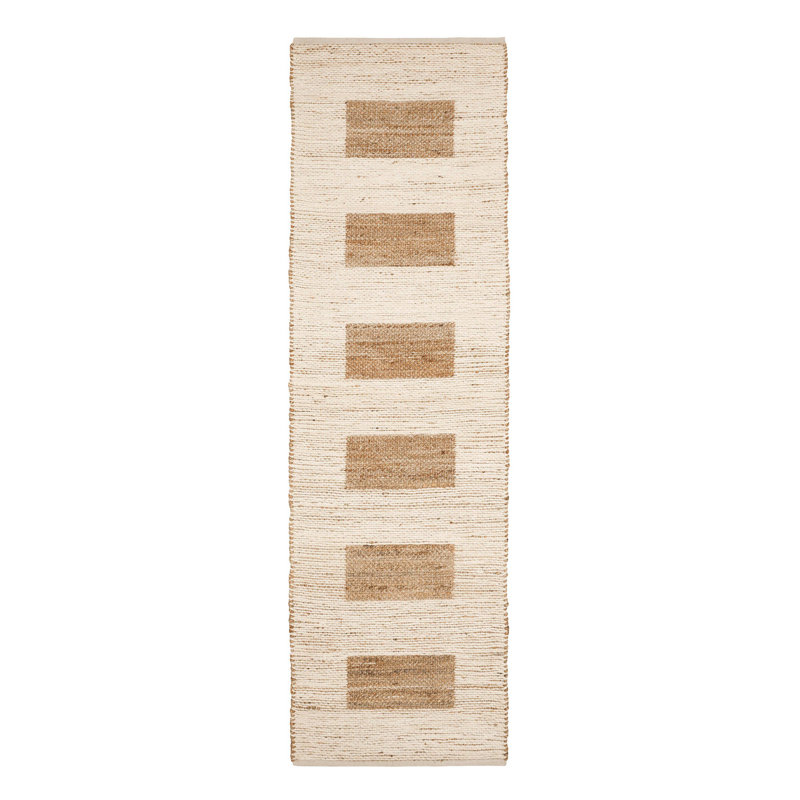 Milo Ivory Handwoven Jute/Cotton Rug, Runner 2'6" x 8'