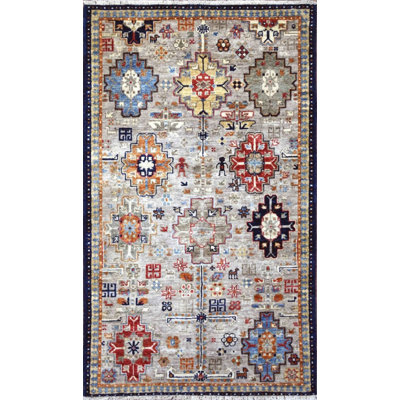 Transitional Hand Knotted Wool Oriental Area Rug in Gray