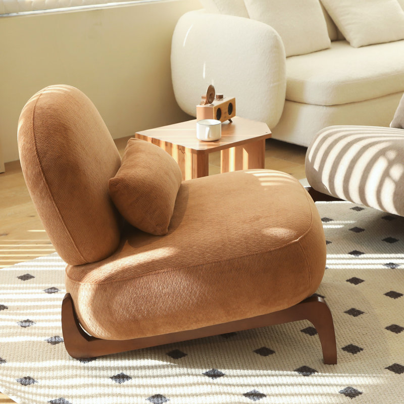Chaise d'appoint avec pieds en bois massif, Caramel