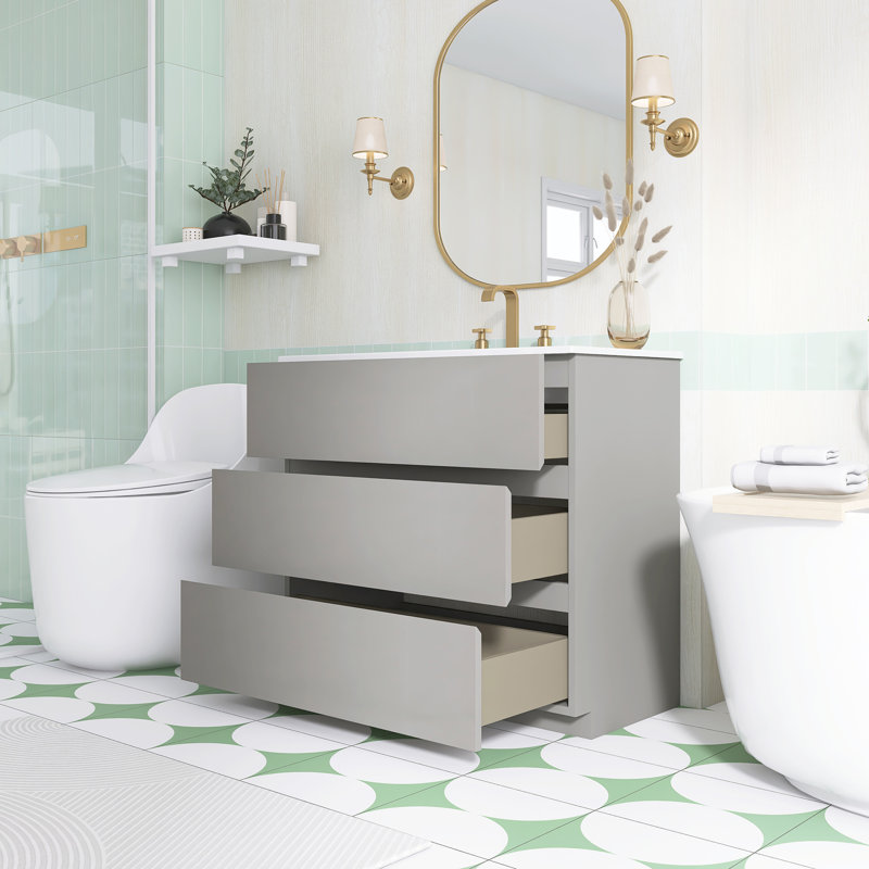 Meuble-lavabo autoportant 35,9 po avec comptoir en céramique, 29.9"