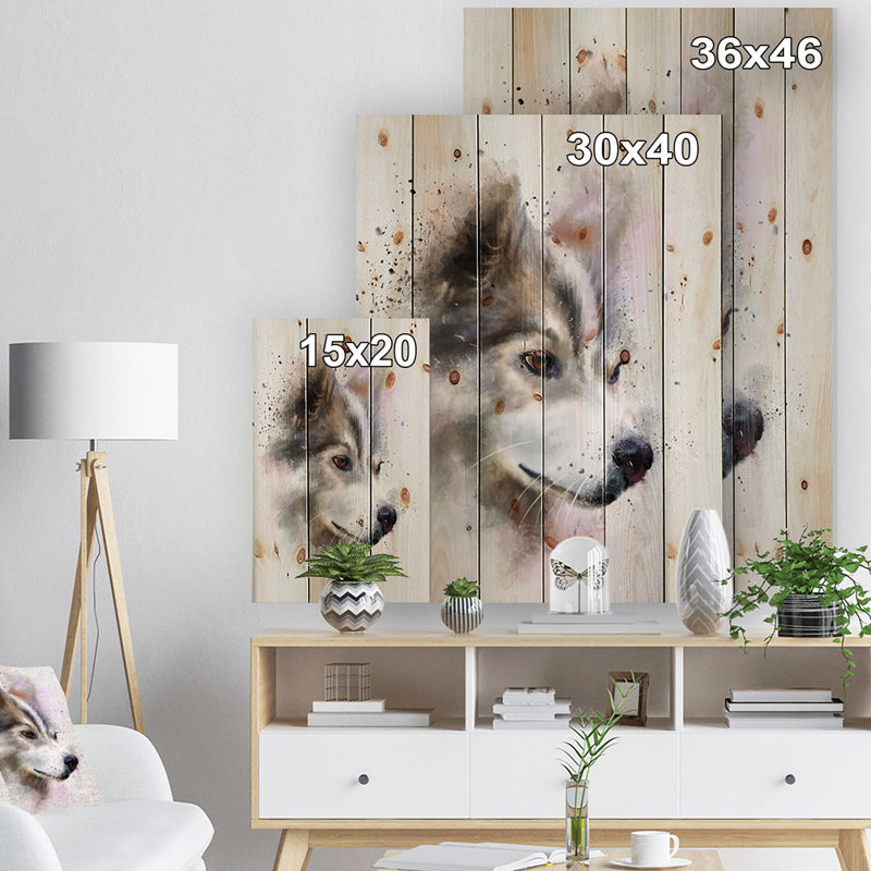 Mignon chien brun, aquarelle - peinture sur bois sans cadre, H 40 po x l 30 po x P 1 po