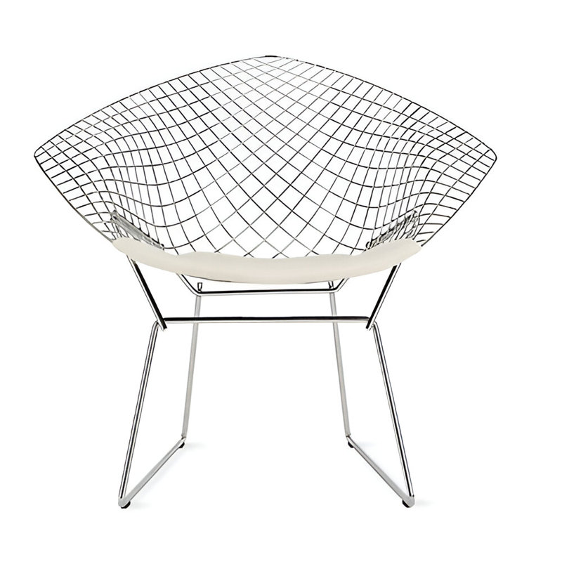 Chaise Diamond, Blanc, Argent argent