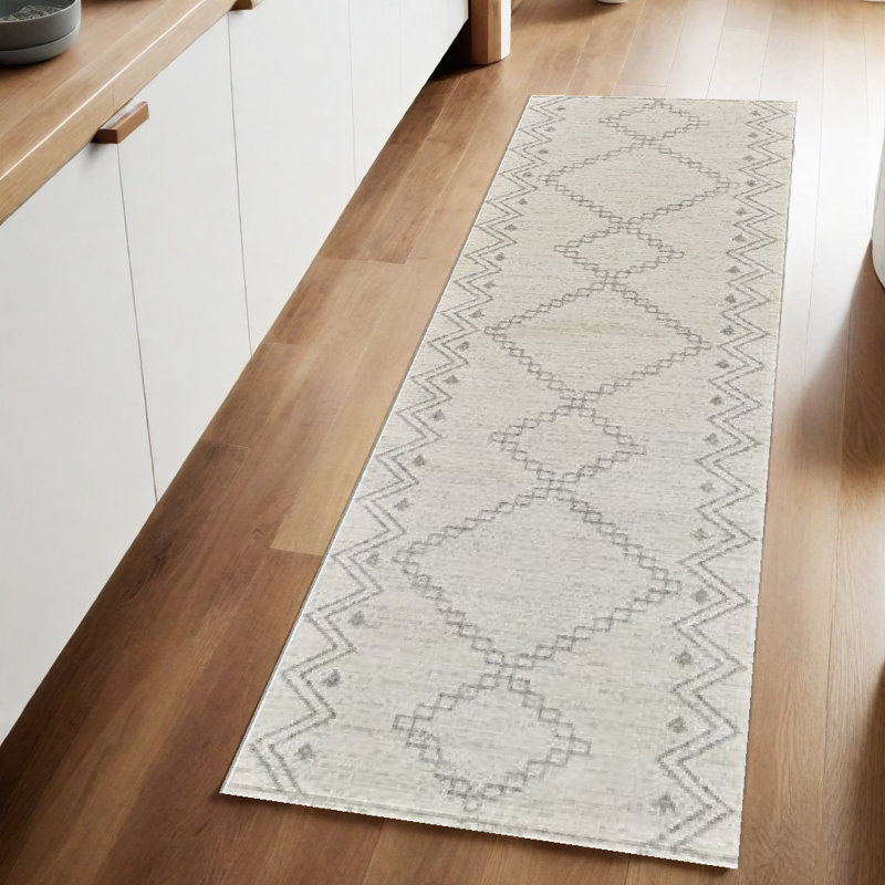 Tapis de couloir abstrait 8 po crème et beige