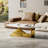 Modern Oval Coffee Table for Living Room with Sculptural Gold Stainless Steel Base (51.2'' x 27.6'' x 16.5'' LWH)