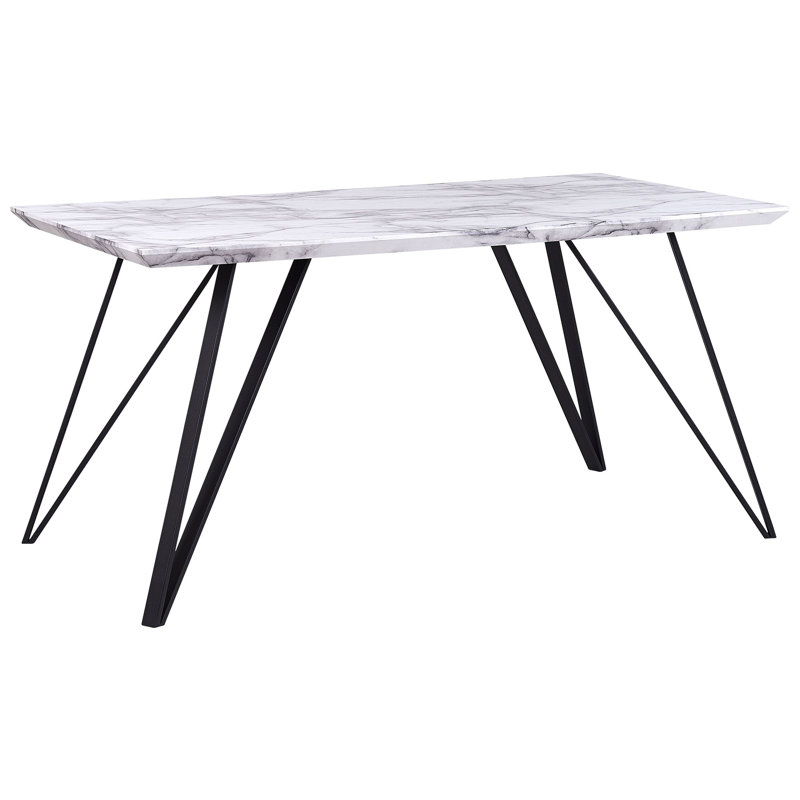 Millie Metal Base Dining Table, Black, Grey/White