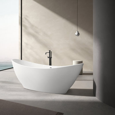 66,92 po X 31,69 po Baignoire de trempage autoportante en résine Stone Stone