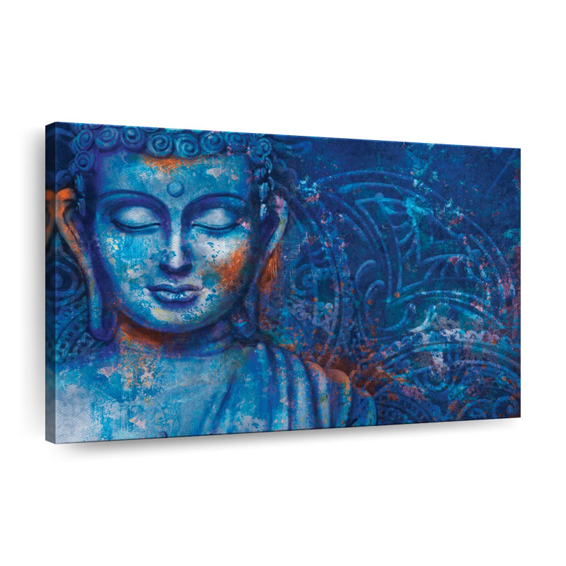 Stained Blue Buddha Canvas Print, 20" H x 30" W x 1.25" D