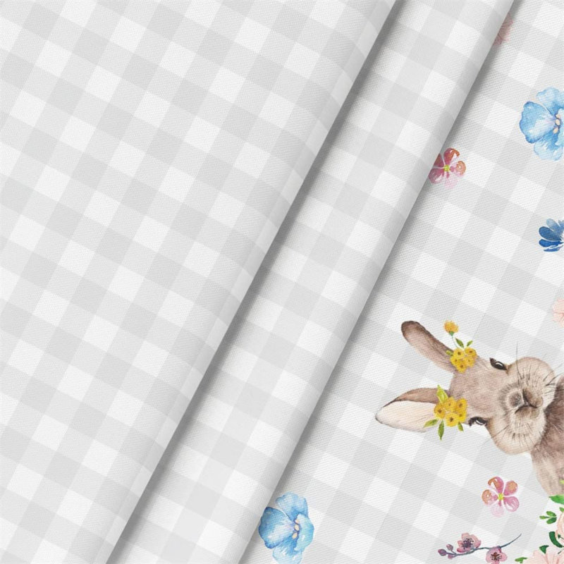 Housse de table de lapin de Pâques avec des fleurs printanières et un motif à carreaux Buffalo - parfait pour la fête, le pique-nique et le dîner