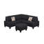Canapé modulaire rembourré 6 pièces Modern, noir-1113290706