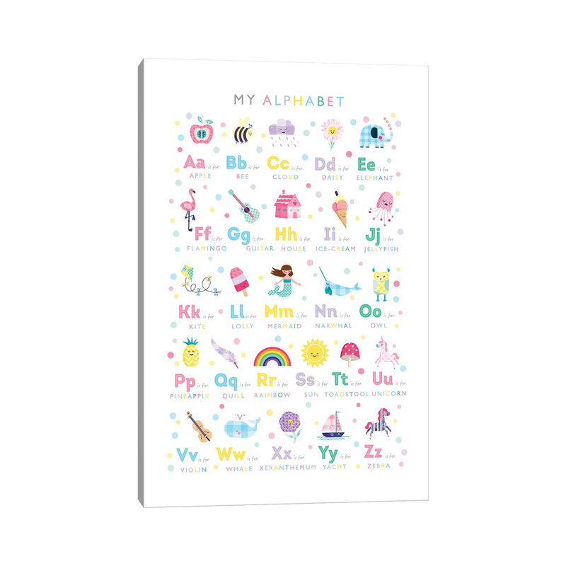 Pastel Alphabet Print by Paper Paint Pixels - Wrapped Canvas Print, 101.6 cm H x 66.04 cm W x 3.175 cm D