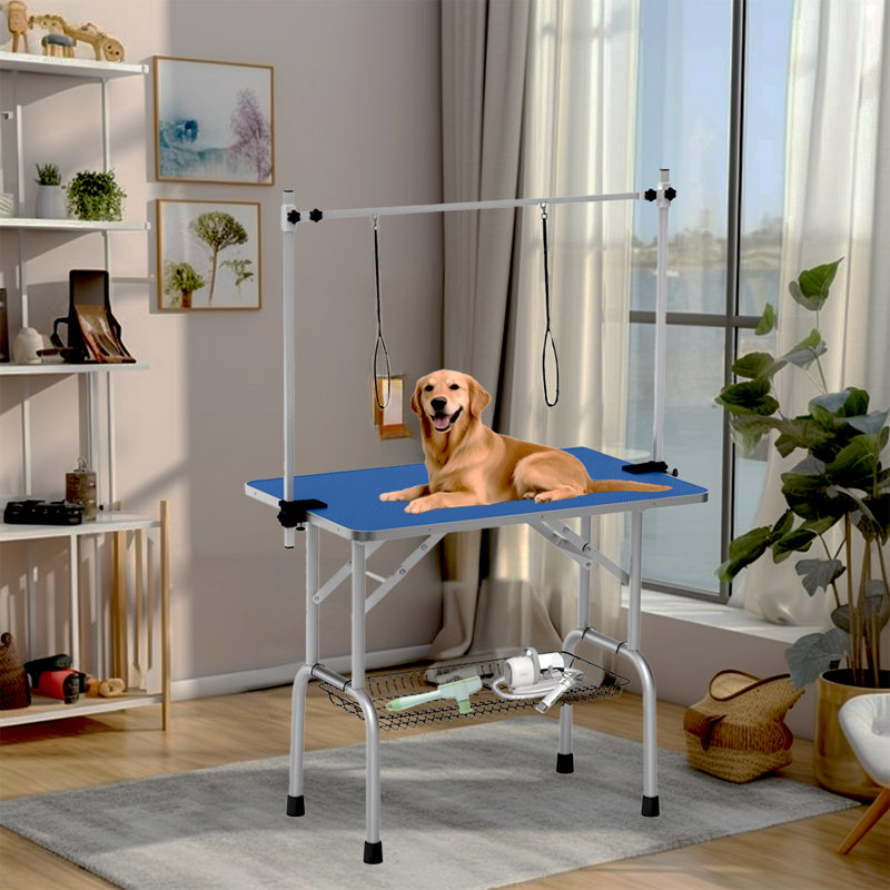 36-Inch Adjustable Dog Grooming Table With Arm, Noose, And Mesh Tray