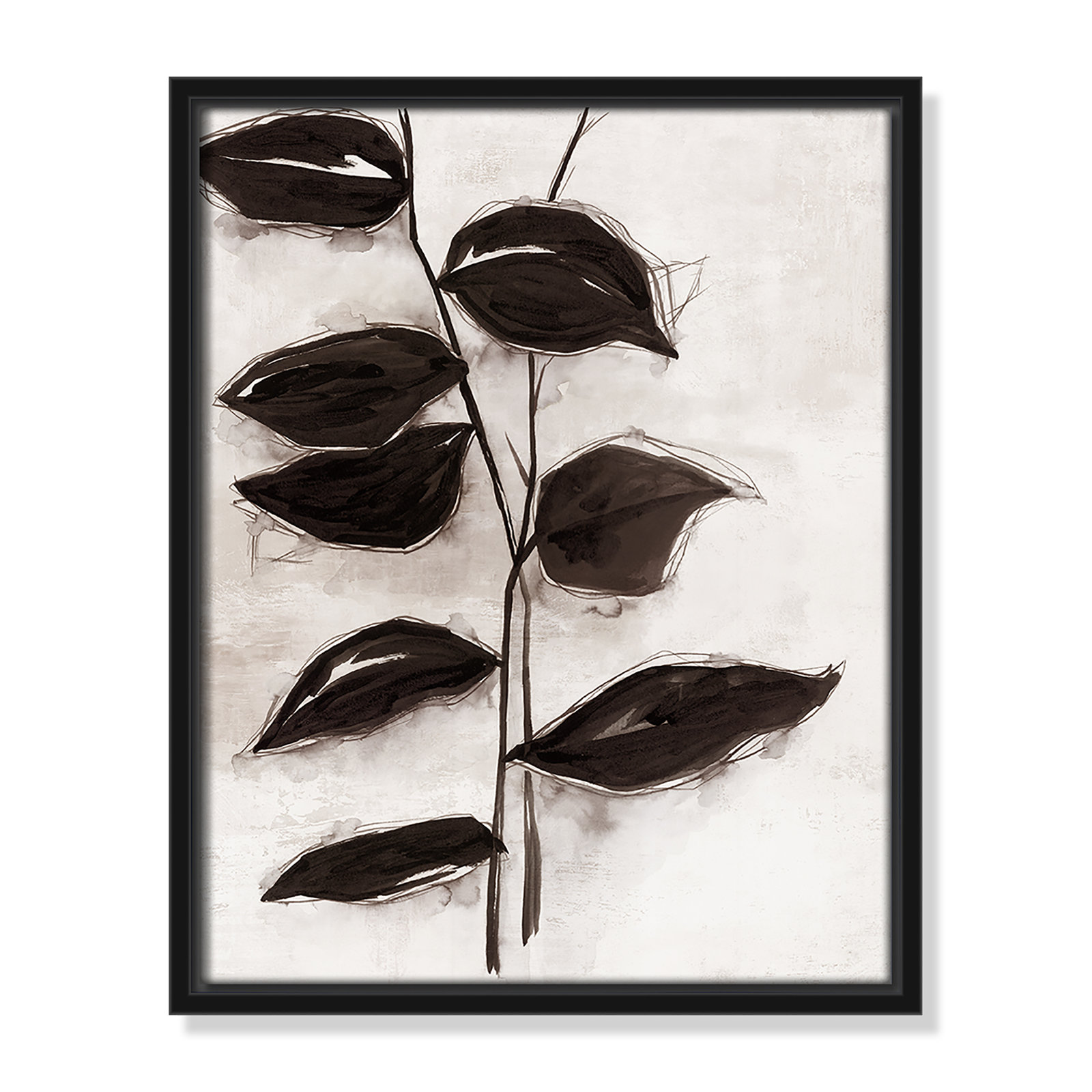 Leaves "Leaves I" Print, Black Framed, 15.5" H x 12.5" W x 2" D