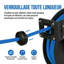 Enrouleur de tuyau d'air rétractable robuste - tuyau hybride de 3/8 po x 25 pi - à double bras, rembobinage automatique, 300 PSI maximum, support principal de 5 pi, support pivotant à 180 ° - montage mural / au plafond, fabrication en acier