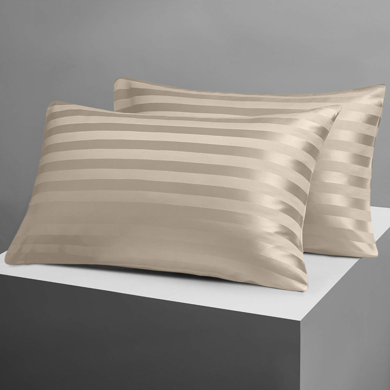 Luxury Stripe Standard Pillowcase - Set of 2, Beige