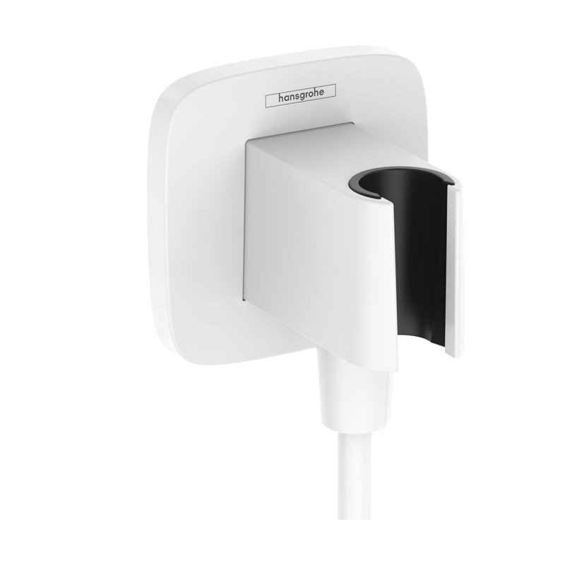Prise murale avec douchette hansgrohe FixFit Q, Blanc mat