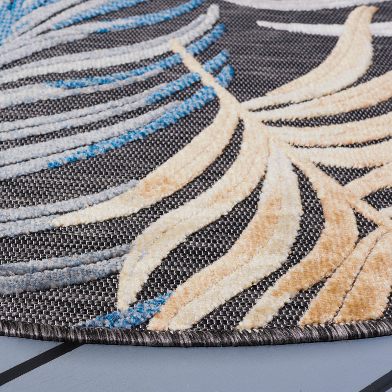 Tapis intérieur / extérieur noir / rouille Swampscott, Rond 6 pi 5 po