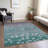 Machine Washable Indoor/Outdoor Xhevrie Teal Rug-522773652