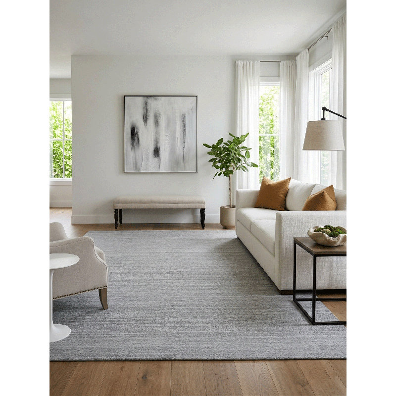 Tapis gris foncé / ivoire Namaskar, Rectangle de 10 pi x 14 pi