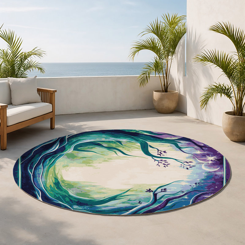 Tapis intérieur et extérieur Forest's Embrace, Rond 5 pi