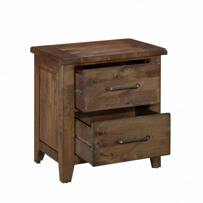 Table de chevet Classic Transitional Design (table de chevet) Table d'appoint de chambre à coucher en bois d'hévéa massif au fini bruni