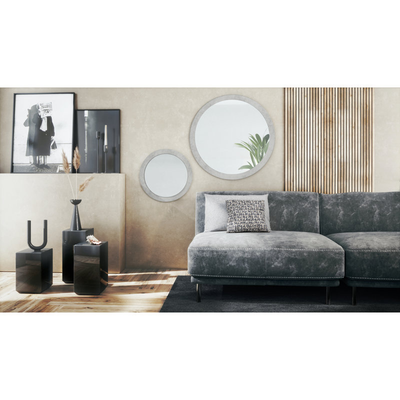Alajandro Engineered Wood Flat Wall Mirror, Oxide Concrete Effect