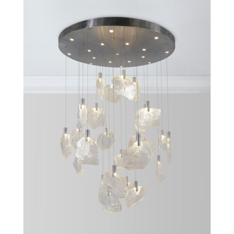 Lustre suspendu 41 lumières, Transparent, H 46 po x l 26 po x P 26 po, Bronze industriel