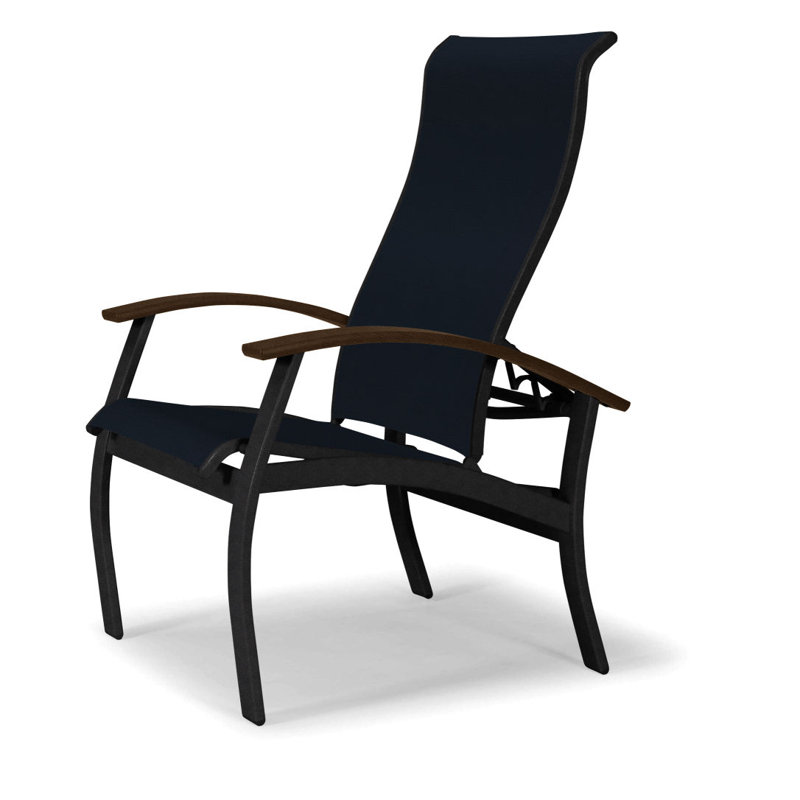 Chaise de patio Askar, Bleu marine 13D Sunbrella®, Kona, Noir texturé