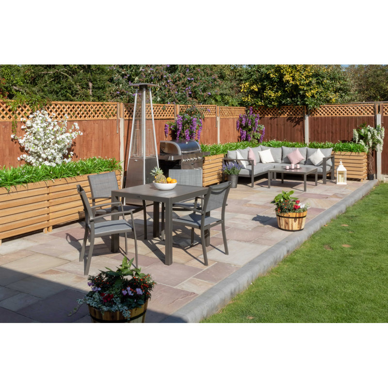 Chaises de salle à manger d'extérieur empilables en aluminium 4 pièces pour patio, Gris clair