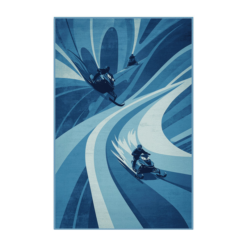 Tapis bleu moelleux doux et moelleux Endymion Race Bold & Eclectic, 2 x 5