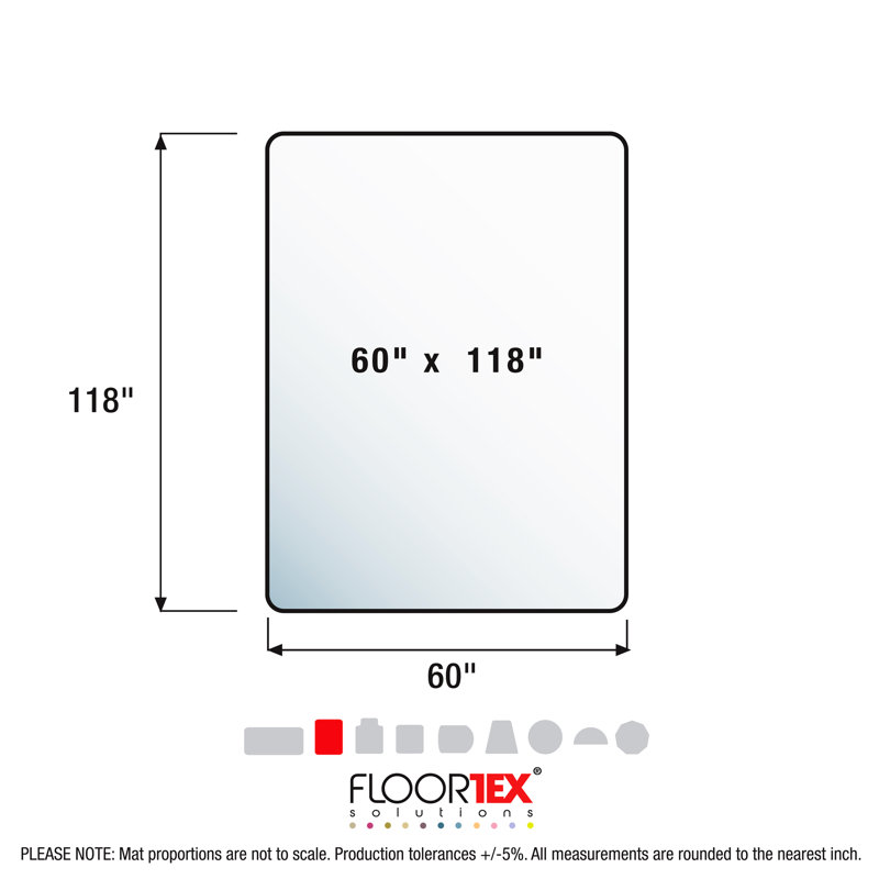 Ultimat XXL Polycarbonate Rectangular Chair Mat for Hard Floors - 60" x 118", 118" W x 60" D, Not Included