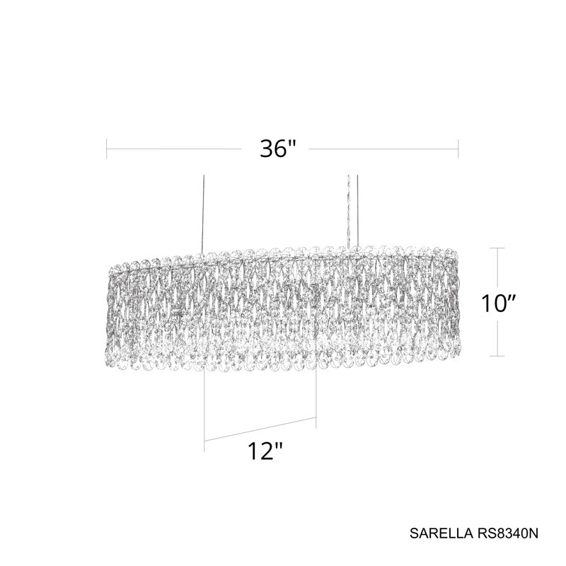 Sarella 12 Light 36in Oval Chandelier in Polished Stainless Steel with Clear Heritage Handcut Crystals, Chinese (K9)