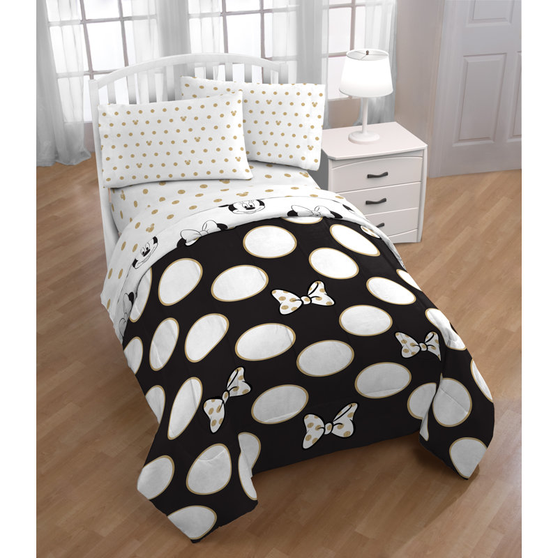 Black and Gold Dots Microfiber Sheet Set, Full