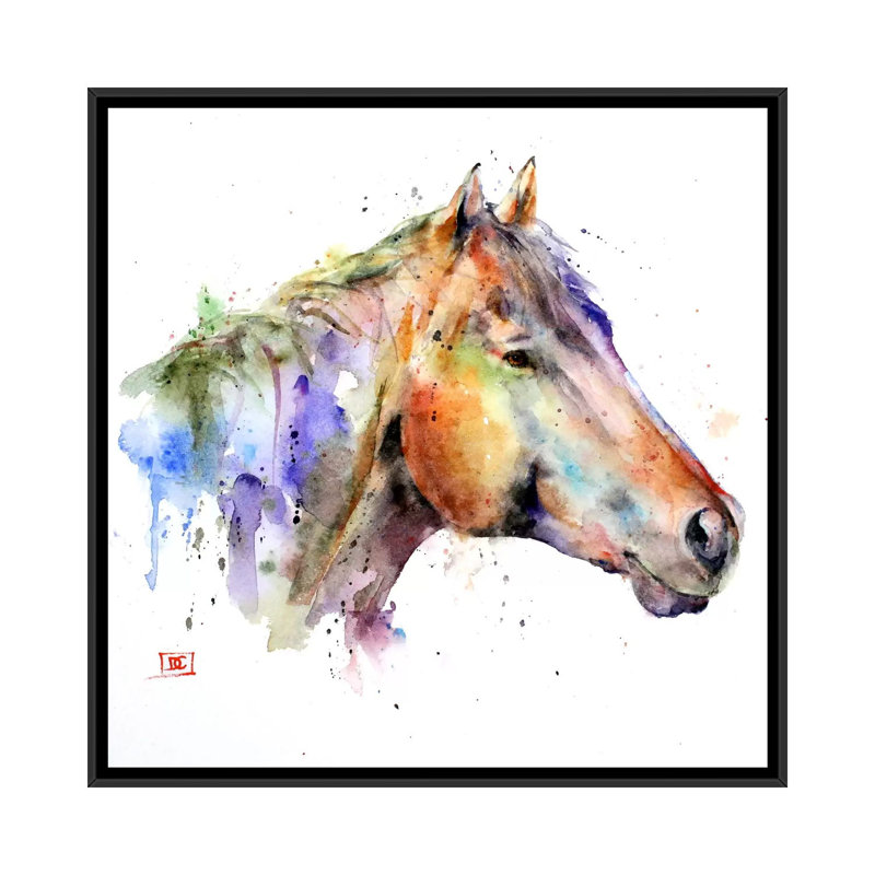 «Horse Abstract», peinture sur toile tendue, H 18 po x l 18 po x P 1,5 po, Pas de tapis, Toile avec cadre noir