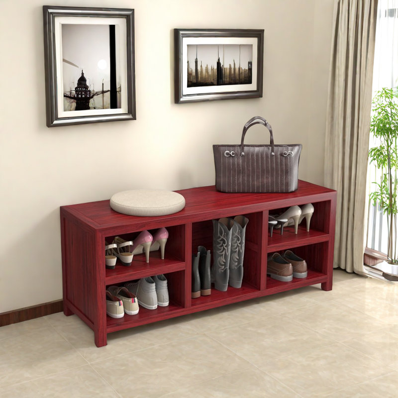 Banc de rangement pour chaussures en bois massif 5 paires