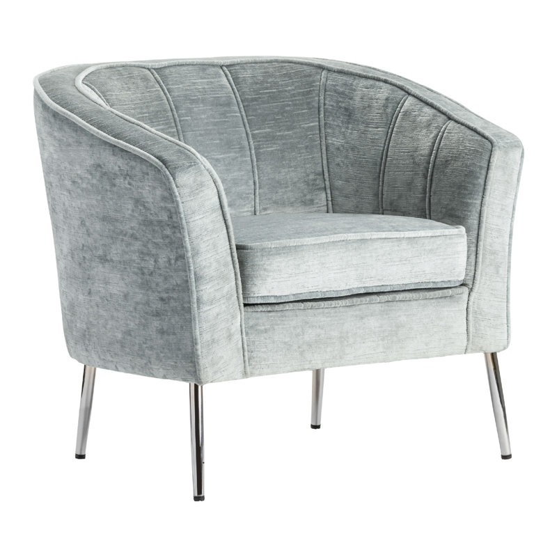 Fauteuil demi-tonneau en polyester l 81,28 cm, Bleu, Or métallique