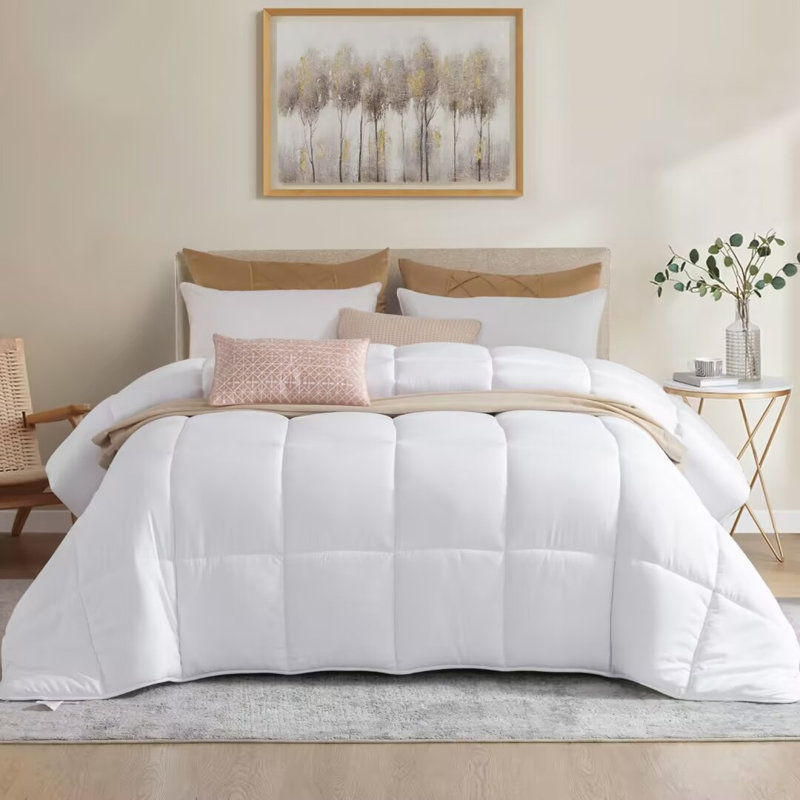 Teillon en polyester toutes saisons de qualité supérieure - ultra doux et lavable à la machine, Blanc, Très grand lit