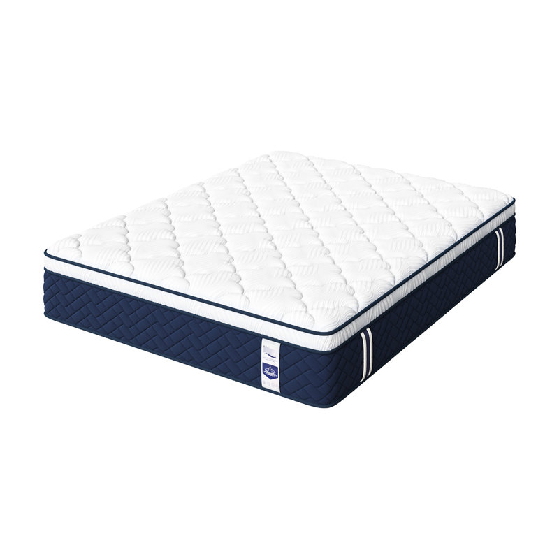 Matelas pour grand lit ferme de 12 pouces avec support à 5 zones pour le soulagement des épaules, conception d'inspiration hôtelière à 7 couches, mousse à mémoire de forme, blanc et bleu