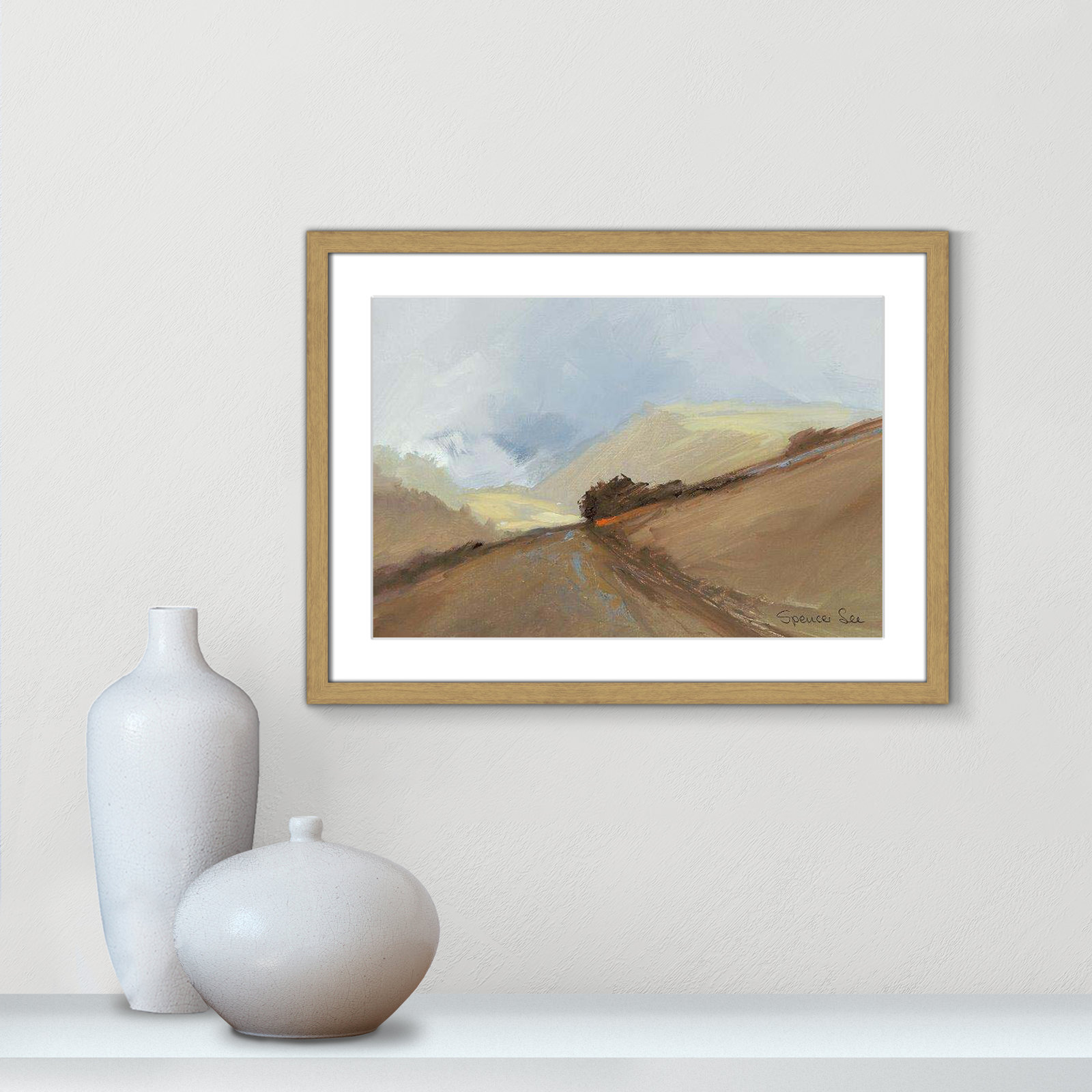 Heaven And Earth II by Spencer Lee, 17" H x 23" W x 0.75" D, Natural Framed