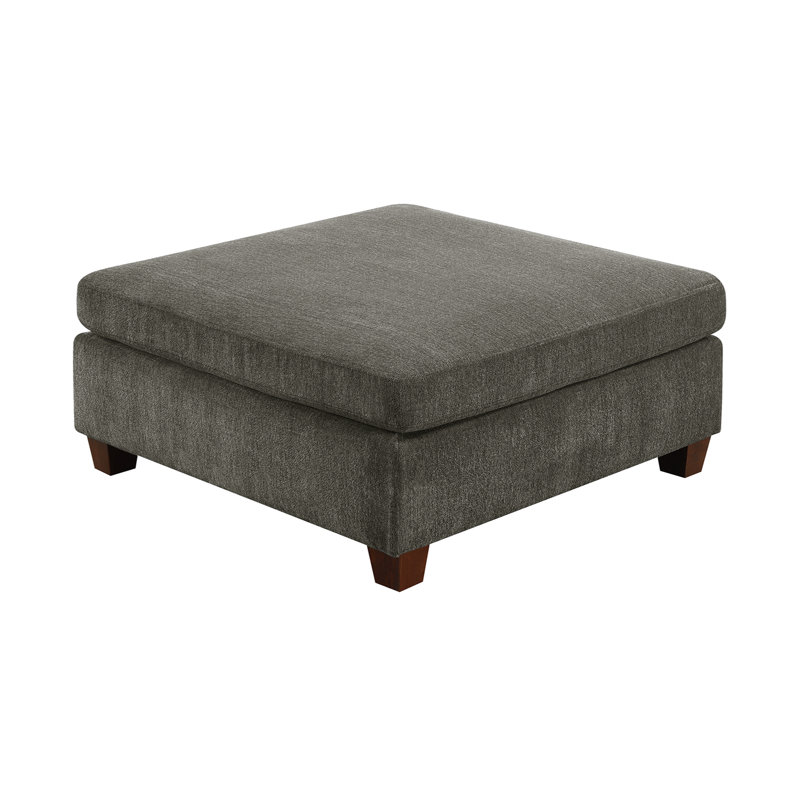 Square chenille ottoman, Gris