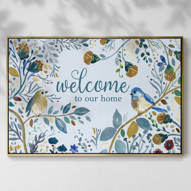 Welcome to our home, reproduction d'art sur toile, H 25 po x l 37 po x P 2 po, Or