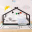 Lit double pour maison, fabriqué en pin, toit de maison de jeu, crée un espace de sommeil de rêve et confortable, construction, atmosphère