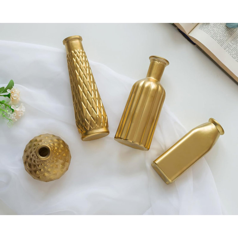 Glass Table Vase, 4, Gold