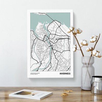 Map Inverness UK - Wrapped Canvas