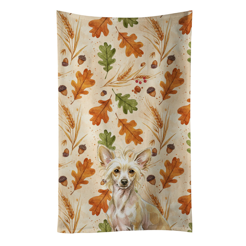 Heirloom Fall Kitchen Towel, Hairless Palomino Chinese Crested