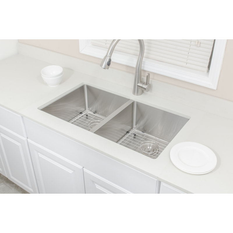 Chef's Series 33'' L Double Bowl Stainless Steel Kitchen Sink