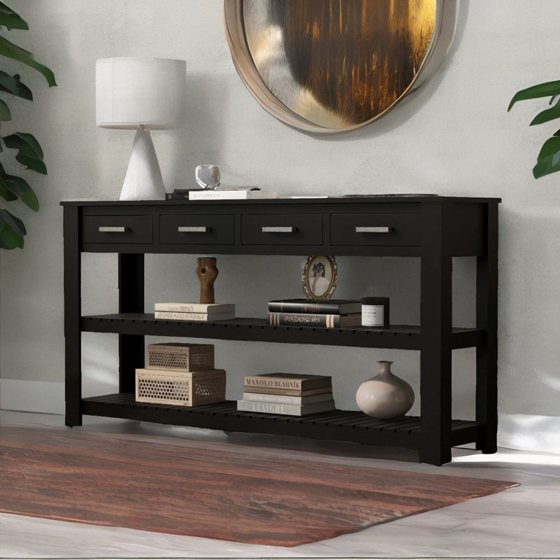 Élégante console d'entrée, Noir, noir, noir, noir