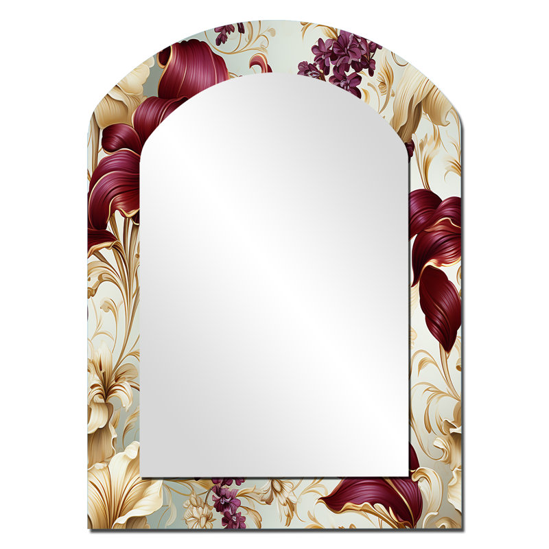 Royal Victorian Flourish Victorian Motif - Grand miroir mural arqué sur métal, 34 po x 25 po
