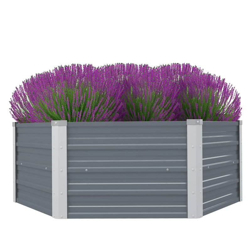 vidaXL Raised Garden Bed Grey Galvanized Steel 50.8x50.8x17.7 in