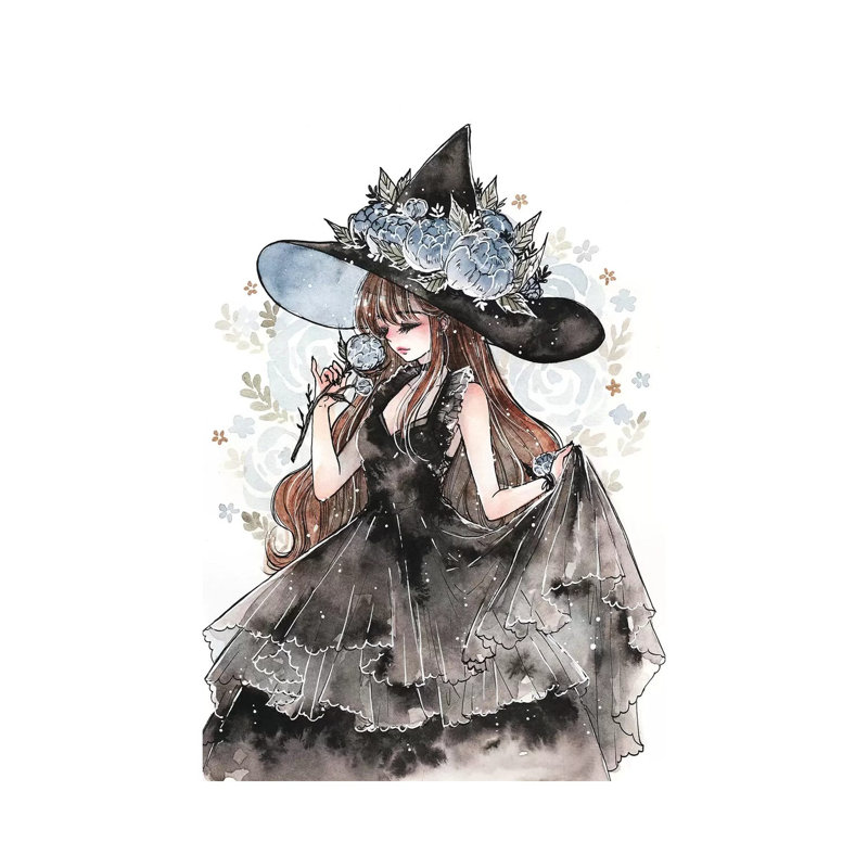 Peony Witch by Cherriuki - Wrapped Canvas Gallery-Wrapped Canvas Giclée, 66.04 cm H x 45.72 cm W x 3.175 cm D